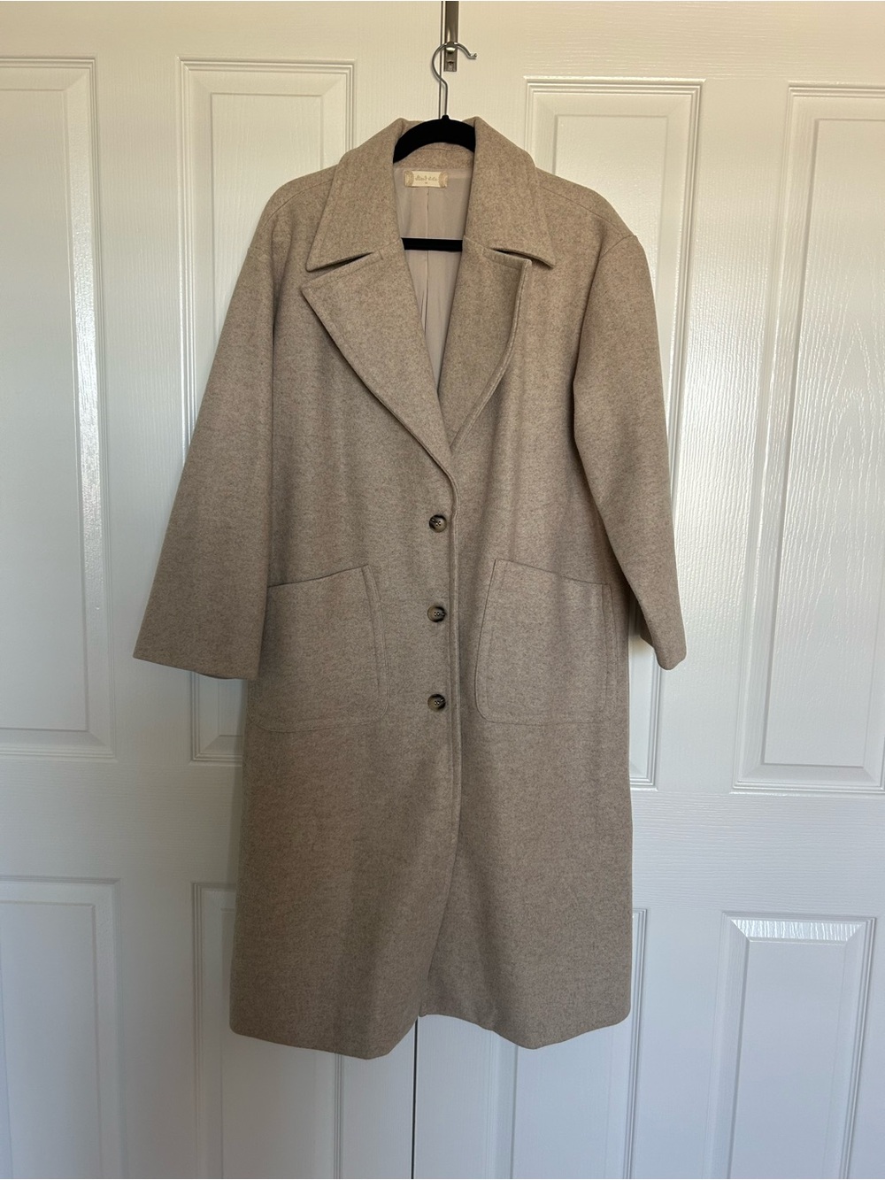 Altar'd State Taupe Single-Breasted Wool Trench Coat